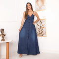 Vestido Jeans Sem Alças Frontal